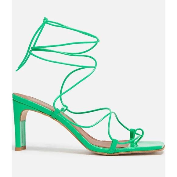 Alohas Bellini Leather Sandal Green Lace up low heel size 39/ US 8-8.5 - Picture 4 of 10